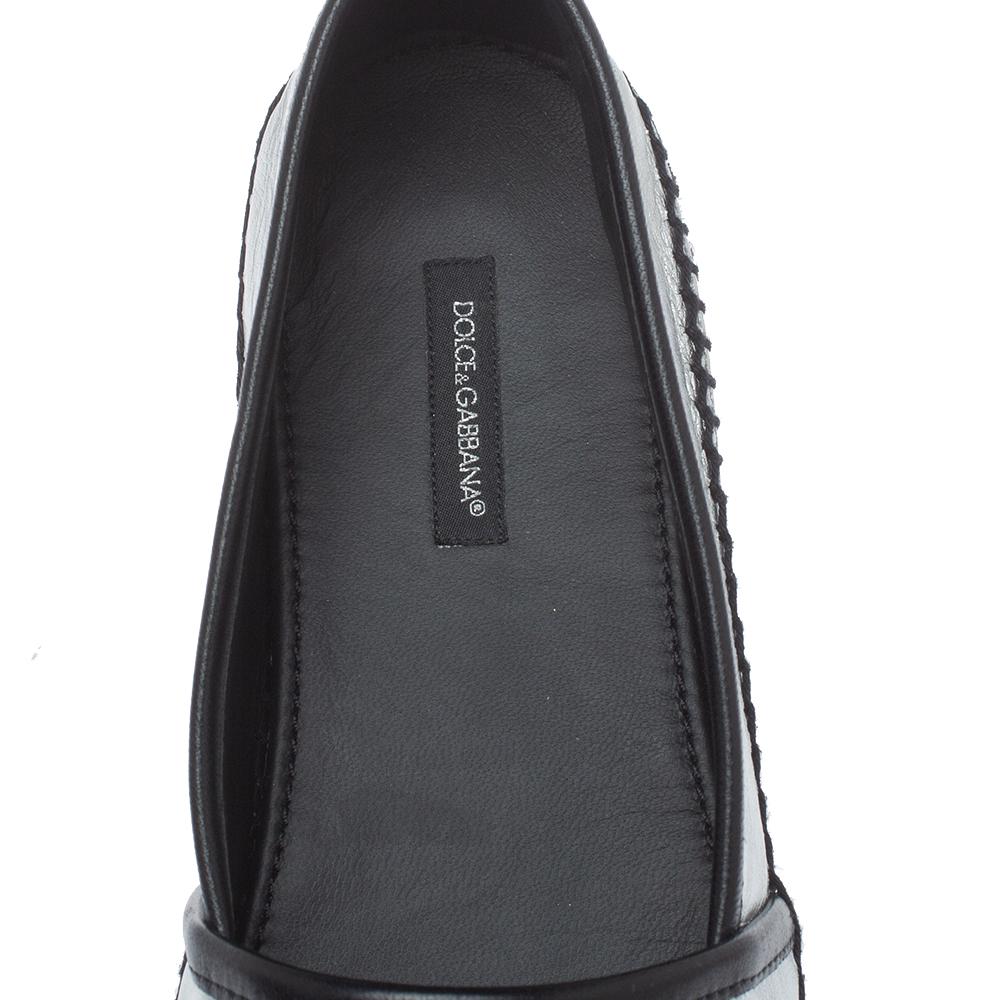 Dolce & Gabbana Silver/Black Leather I Love DG Print Espadrille Flats Size 41 2