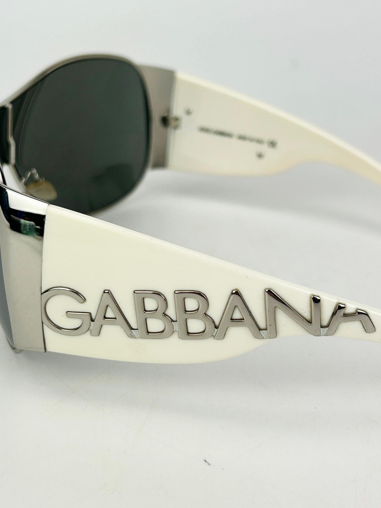 Dolce & Gabbana Silver Cream Mirror Lens Oversize Ski Sunglasses en vente 5