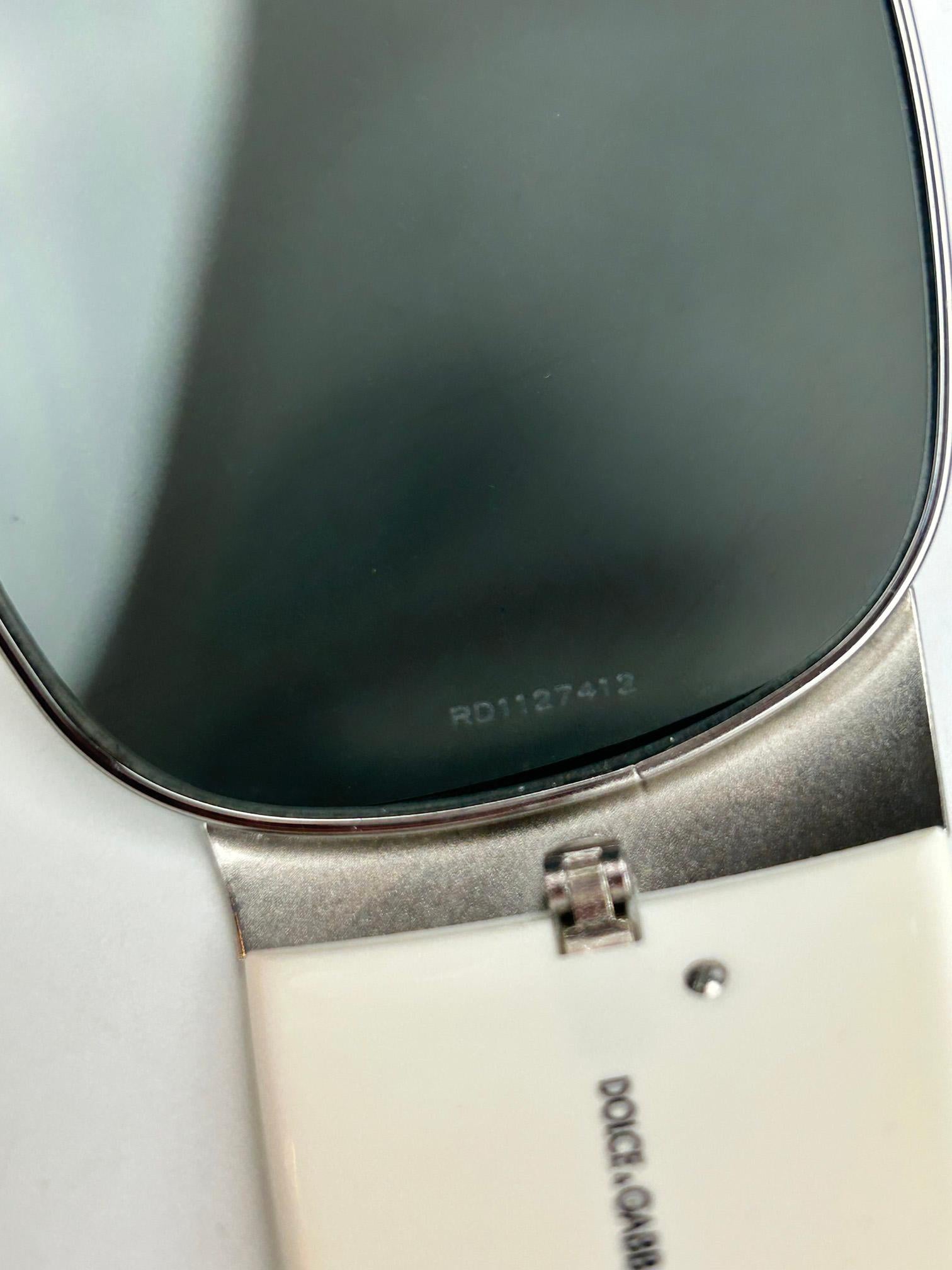 Dolce & Gabbana Silver Cream Mirror Lens Oversize Ski Sunglasses en vente 6