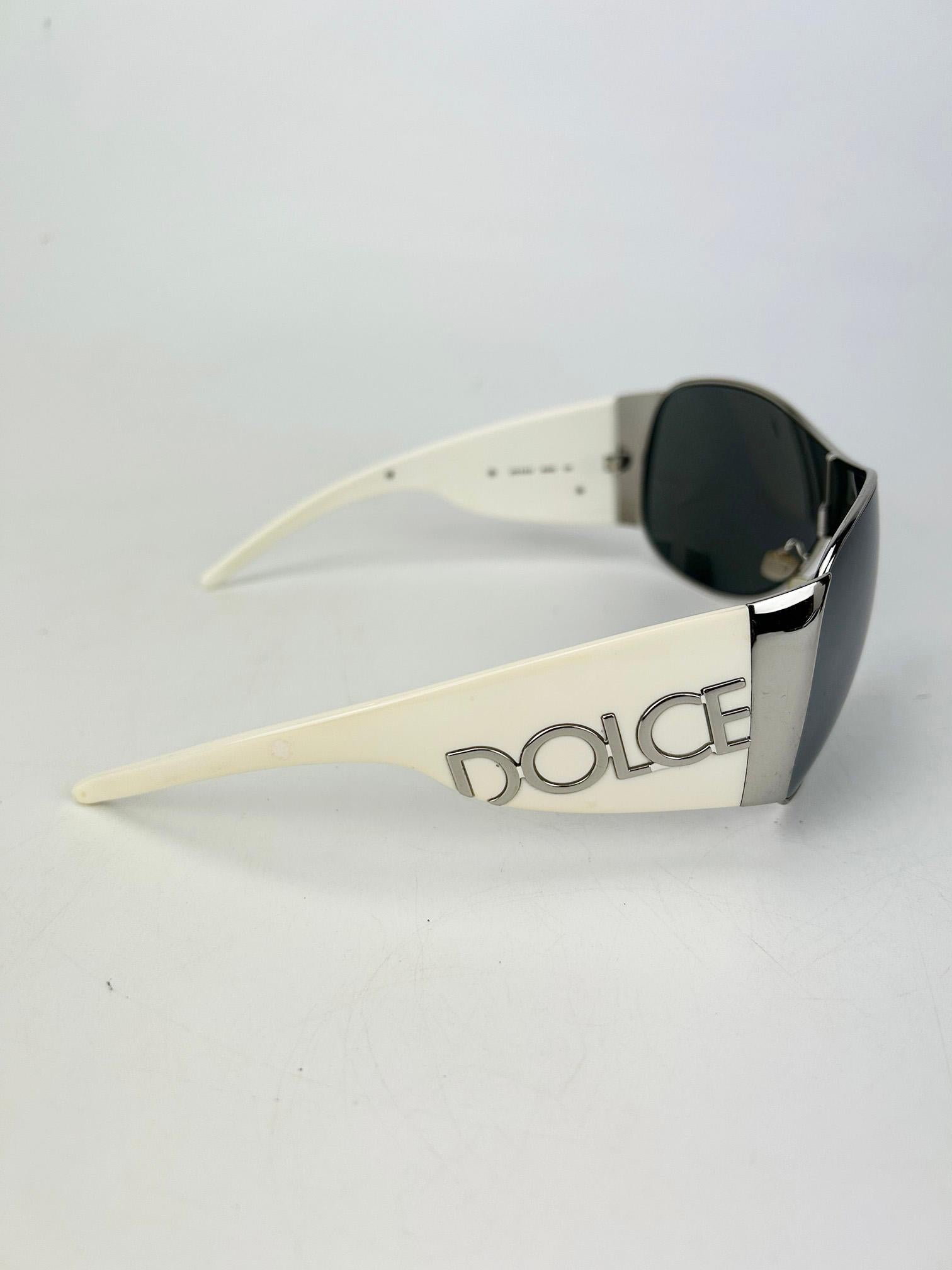 Dolce & Gabbana Silver Cream Mirror Lens Oversize Ski Sunglasses en vente 8