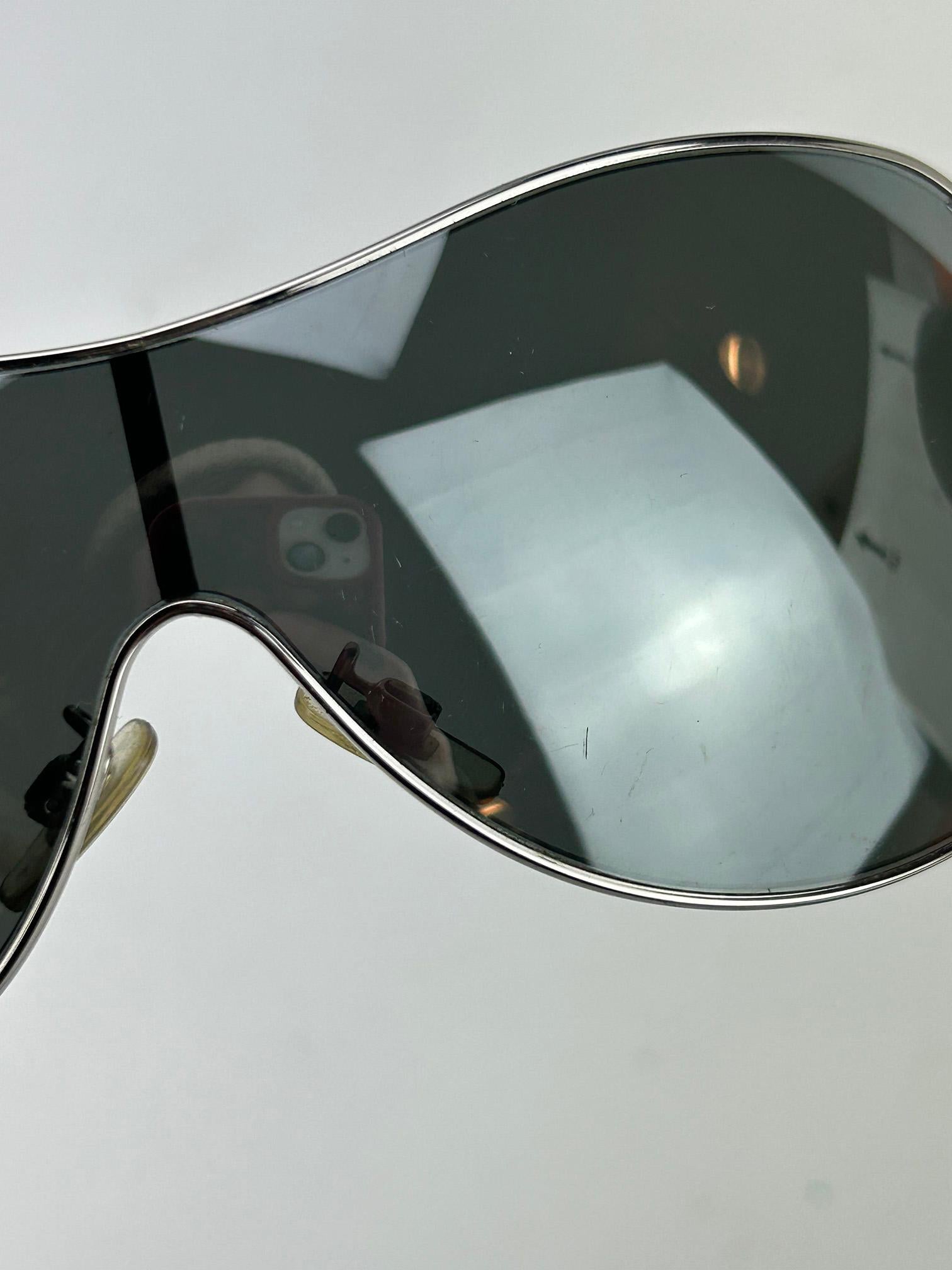 Dolce & Gabbana Silver Cream Mirror Lens Oversize Ski Sunglasses en vente 9