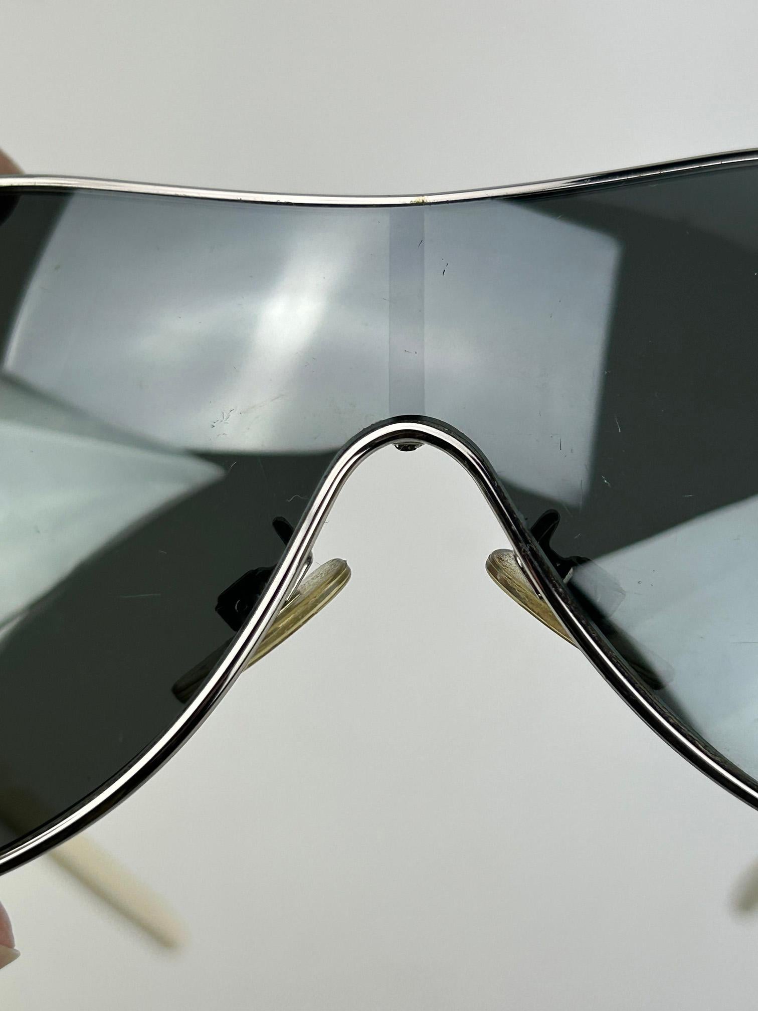 Dolce & Gabbana Silver Cream Mirror Lens Oversize Ski Sunglasses en vente 10