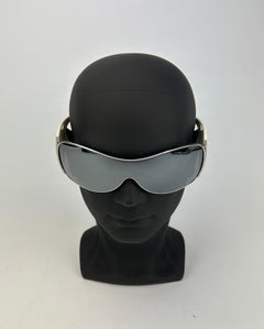 Dolce & Gabbana Silver Cream Mirror Lens Oversize Ski Sunglasses