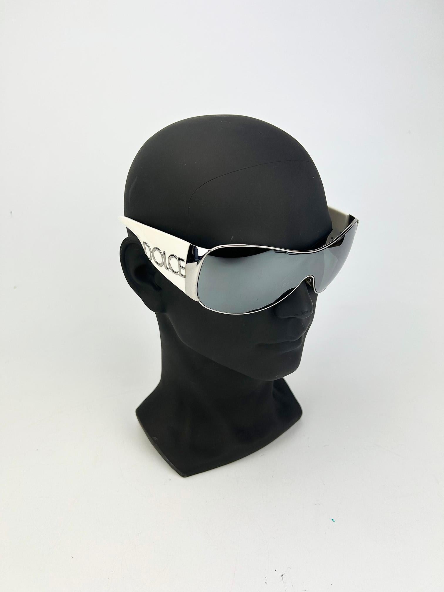 Noir Dolce & Gabbana Silver Cream Mirror Lens Oversize Ski Sunglasses en vente