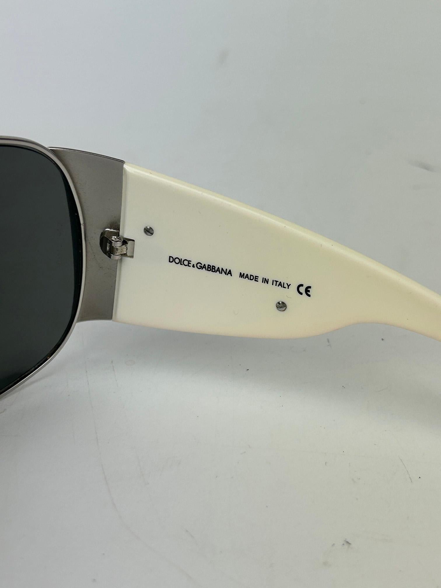 Dolce & Gabbana Silver Cream Mirror Lens Oversize Ski Sunglasses en vente 2