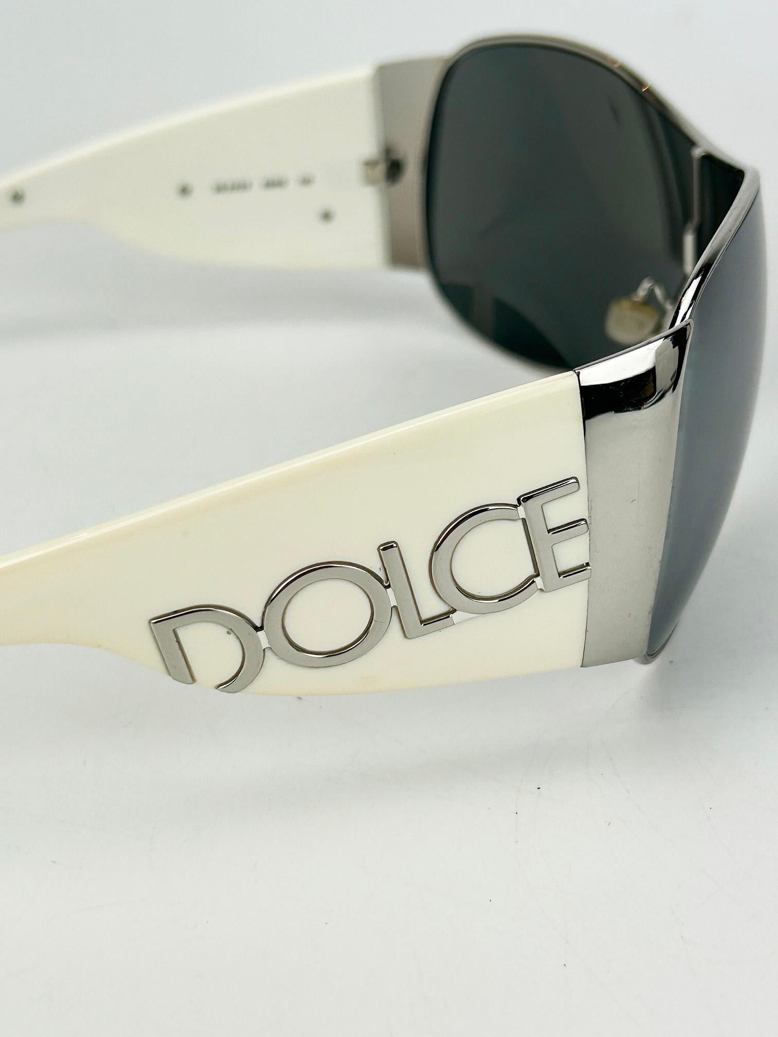Dolce & Gabbana Silver Cream Mirror Lens Oversize Ski Sunglasses en vente 4