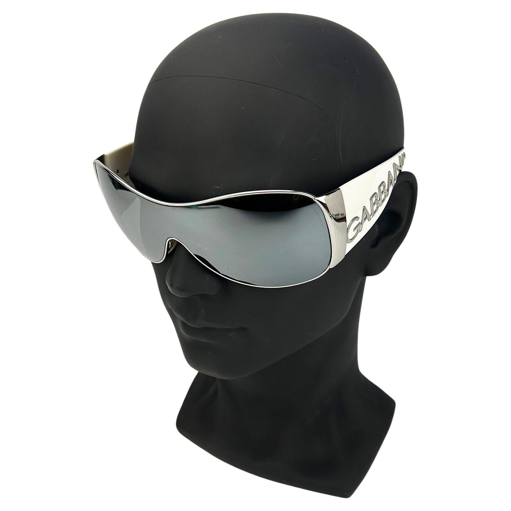 Dolce & Gabbana Silver Cream Mirror Lens Oversize Ski Sunglasses en vente