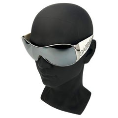 Dolce & Gabbana Silver Cream Mirror Lens Oversize Ski Sunglasses