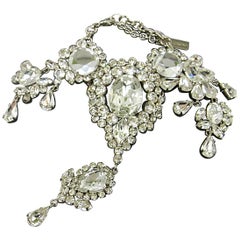 Dolce & Gabbana Silver Crystal Chain Link Evening Dangle Bracelet in Box