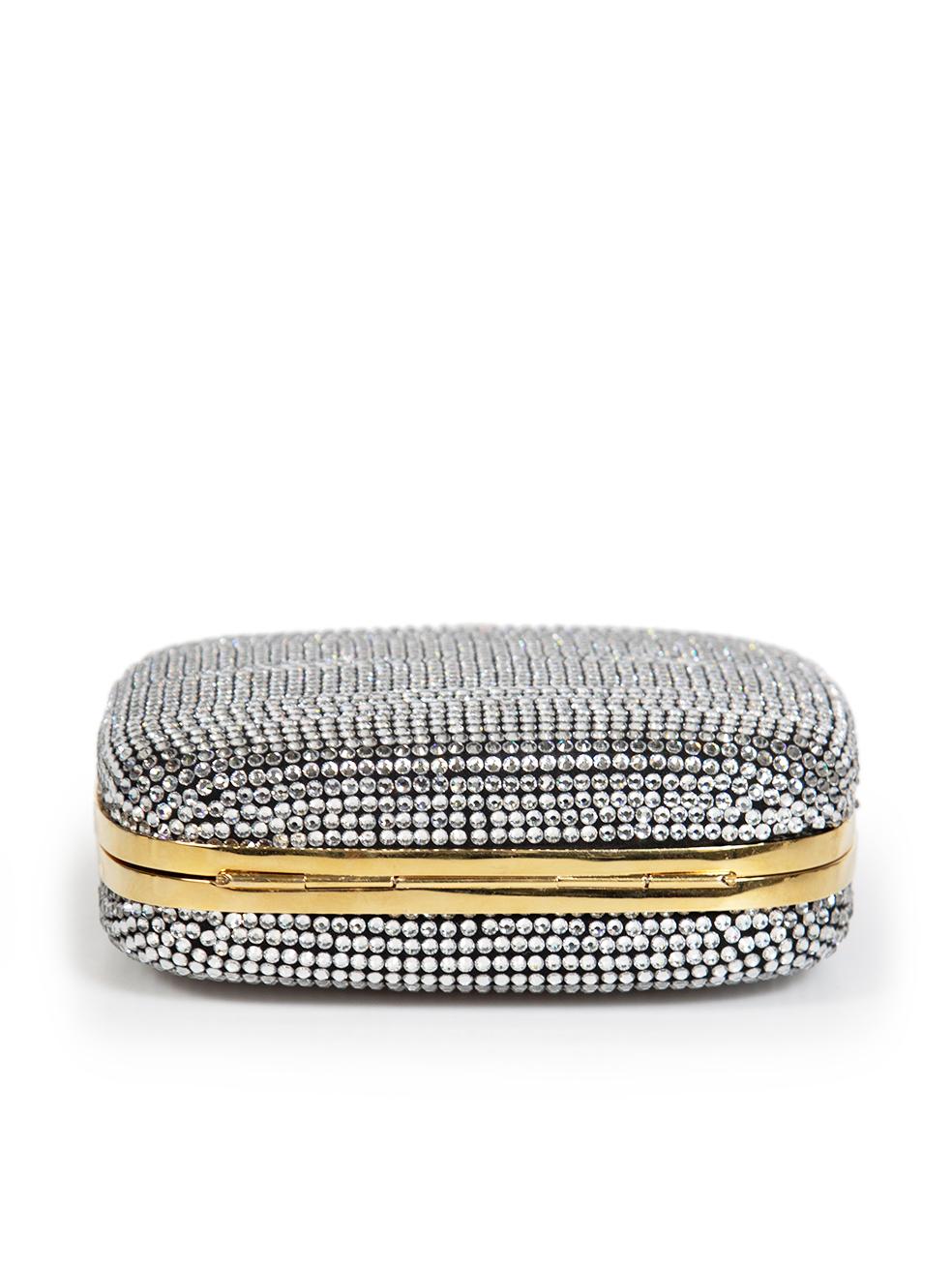 Women's Dolce & Gabbana Silver Crystal Embellished Ring Detail Clutch