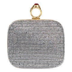 Dolce & Gabbana Silver Crystal Embellished Ring Detail Clutch