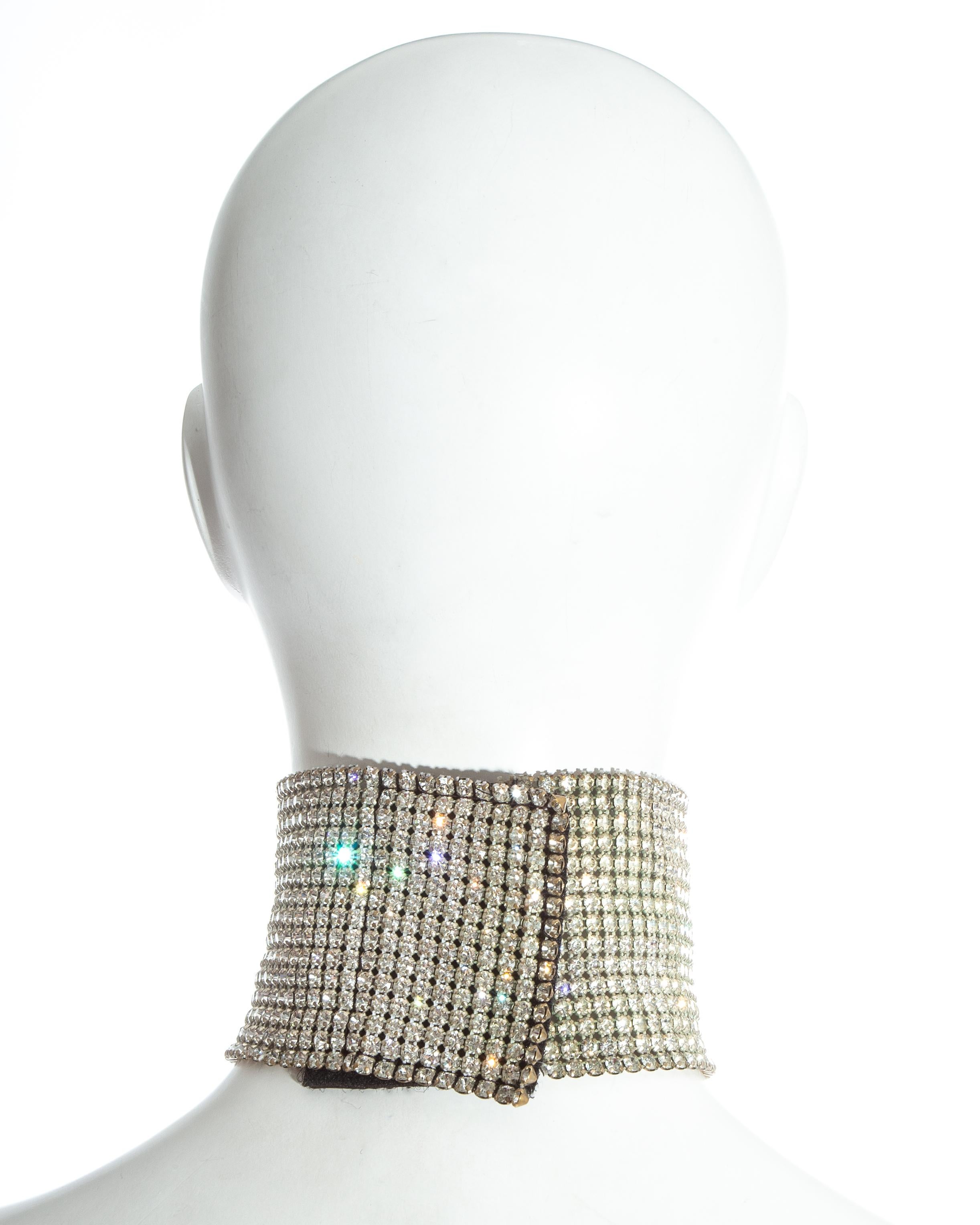 Dolce and Gabbana silver crystal mesh choker necklace, ss 2000 at 
