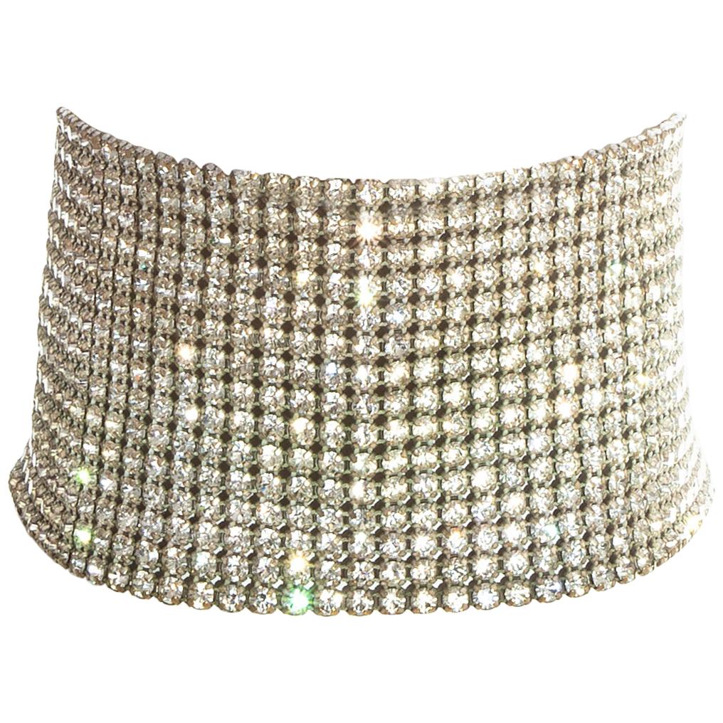 Dolce & Gabbana silver crystal mesh choker necklace, ss 2000