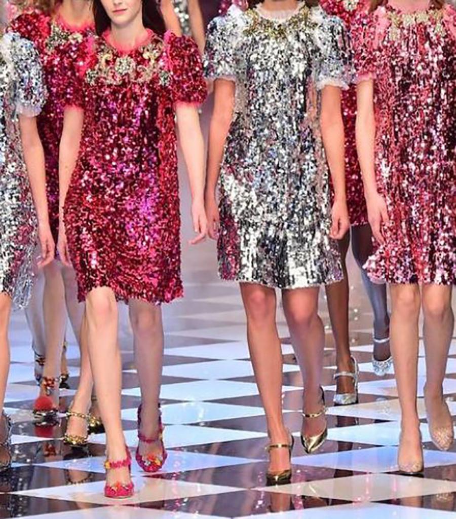 Dolce & Gabbana Silver Crystal Polyester Shift A-line Short Mini Party Dress D&G For Sale 7