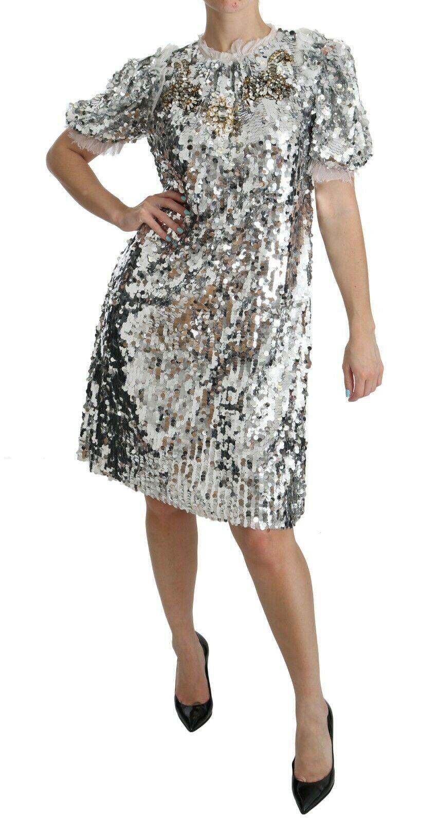 dolce and gabbana silver sequin dress