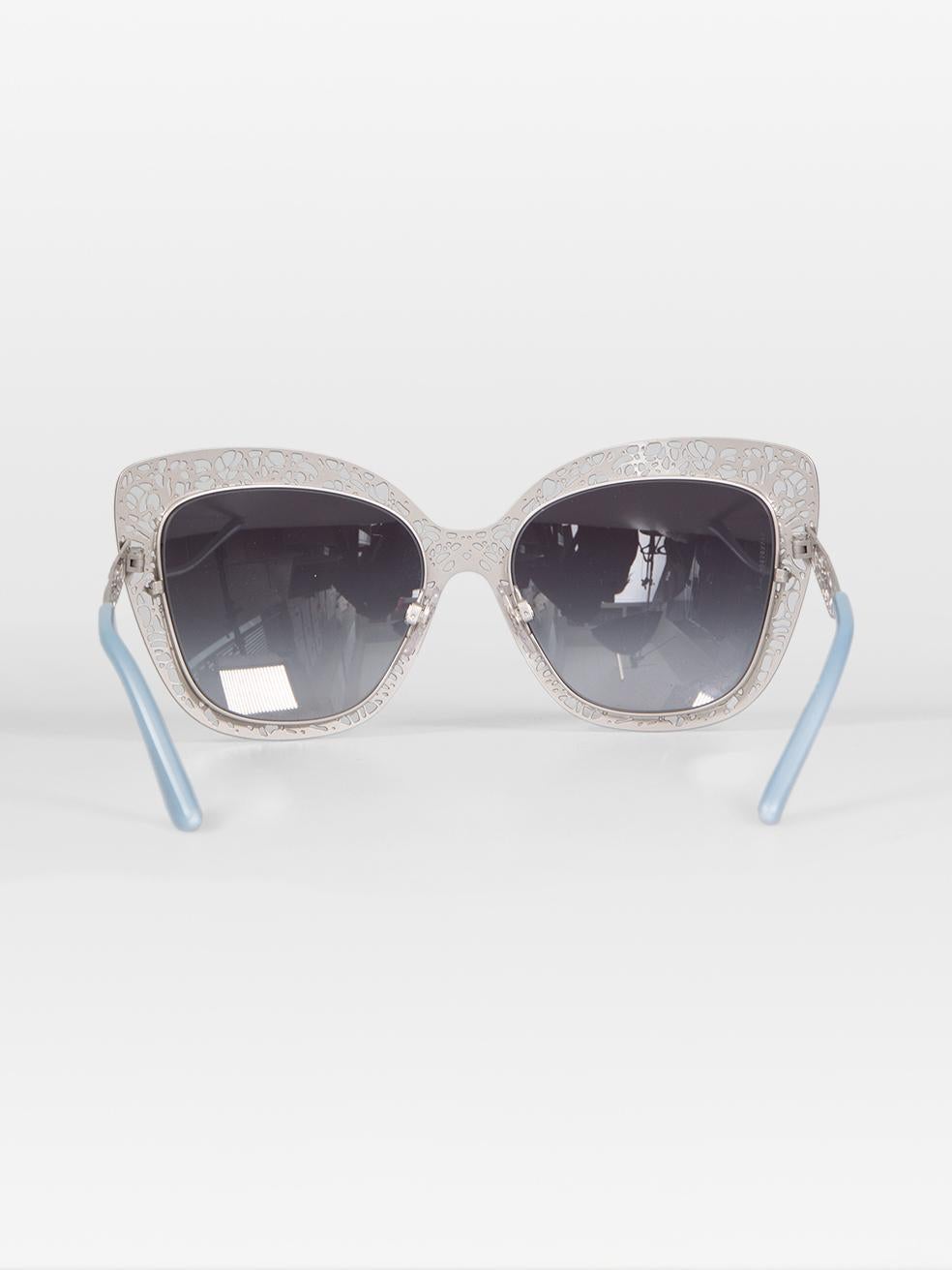 Dolce & Gabbana Silver Cut Out Butterfly Sunglasses In Good Condition In London, GB