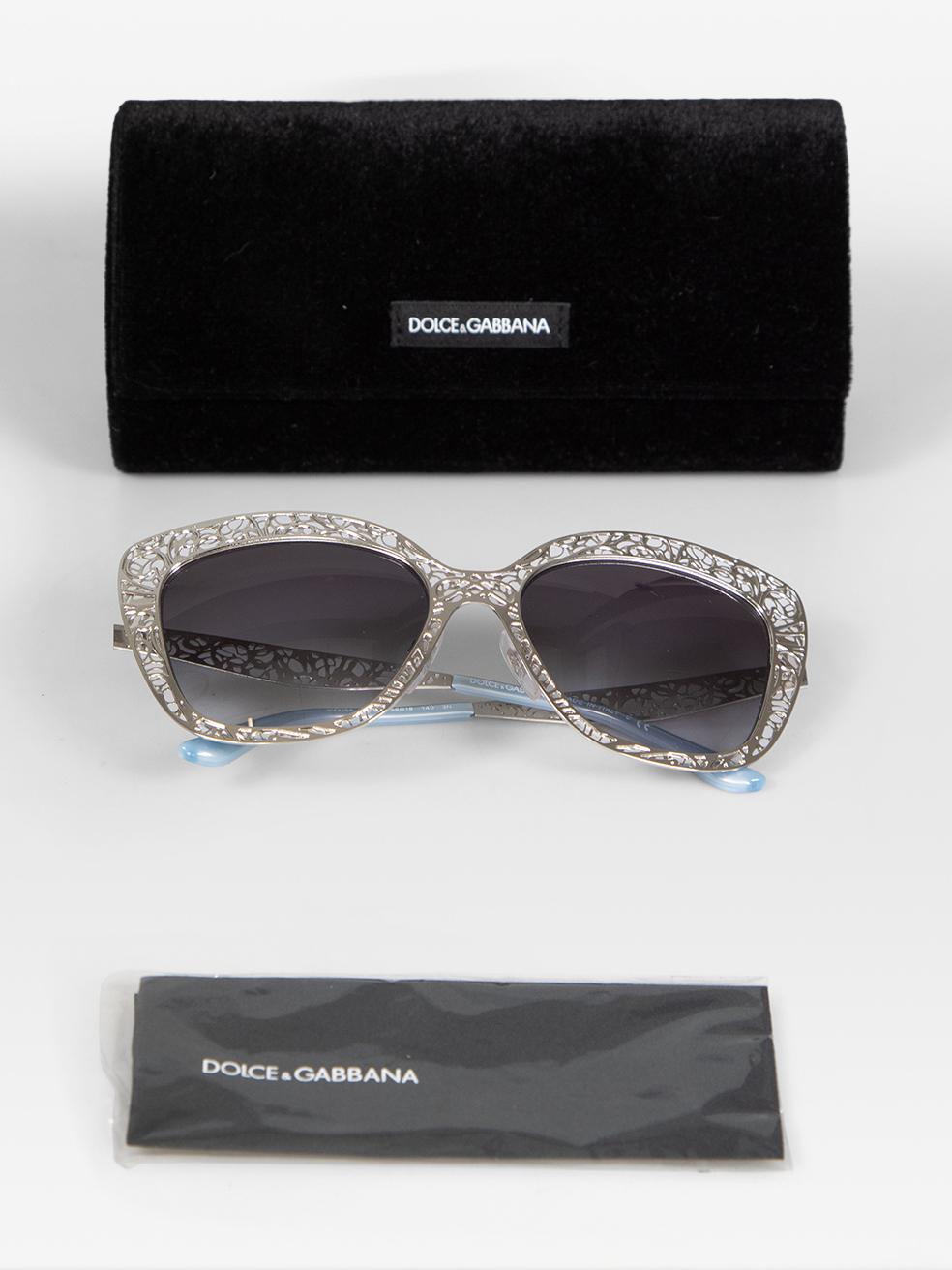 Dolce & Gabbana Silver Cut Out Butterfly Sunglasses 2