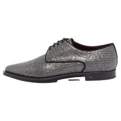 Dolce & Gabbana Silver Glitter Fabric Derby Size 43
