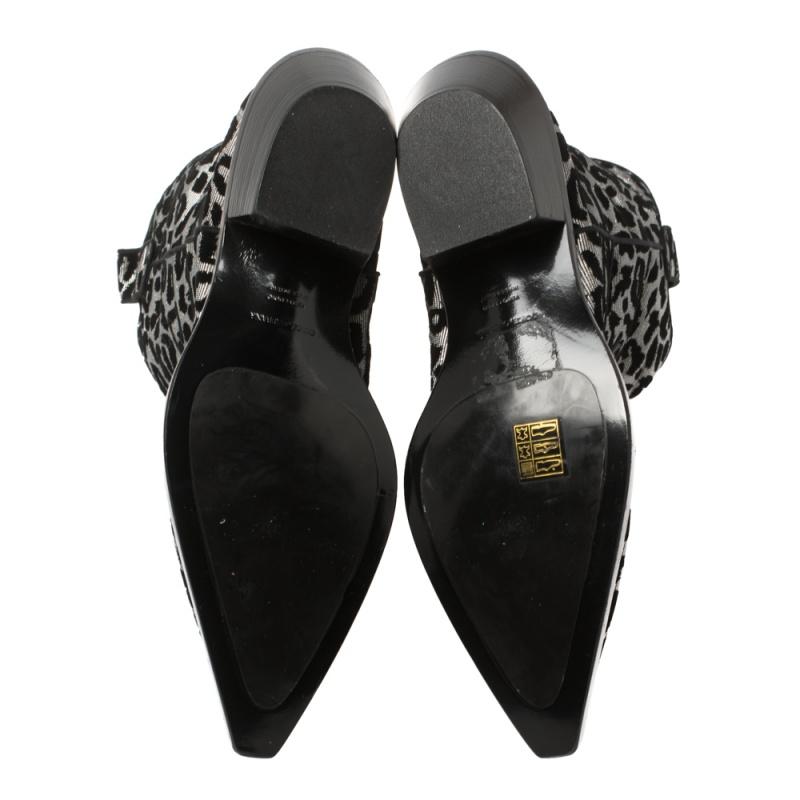 Dolce & Gabbana Silver/Gold Leopard Lurex Fabric Cowboy Boots Size 41 1