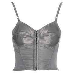 Dolce & Gabbana silver grey satin and floral lycra corset top, fw 1992