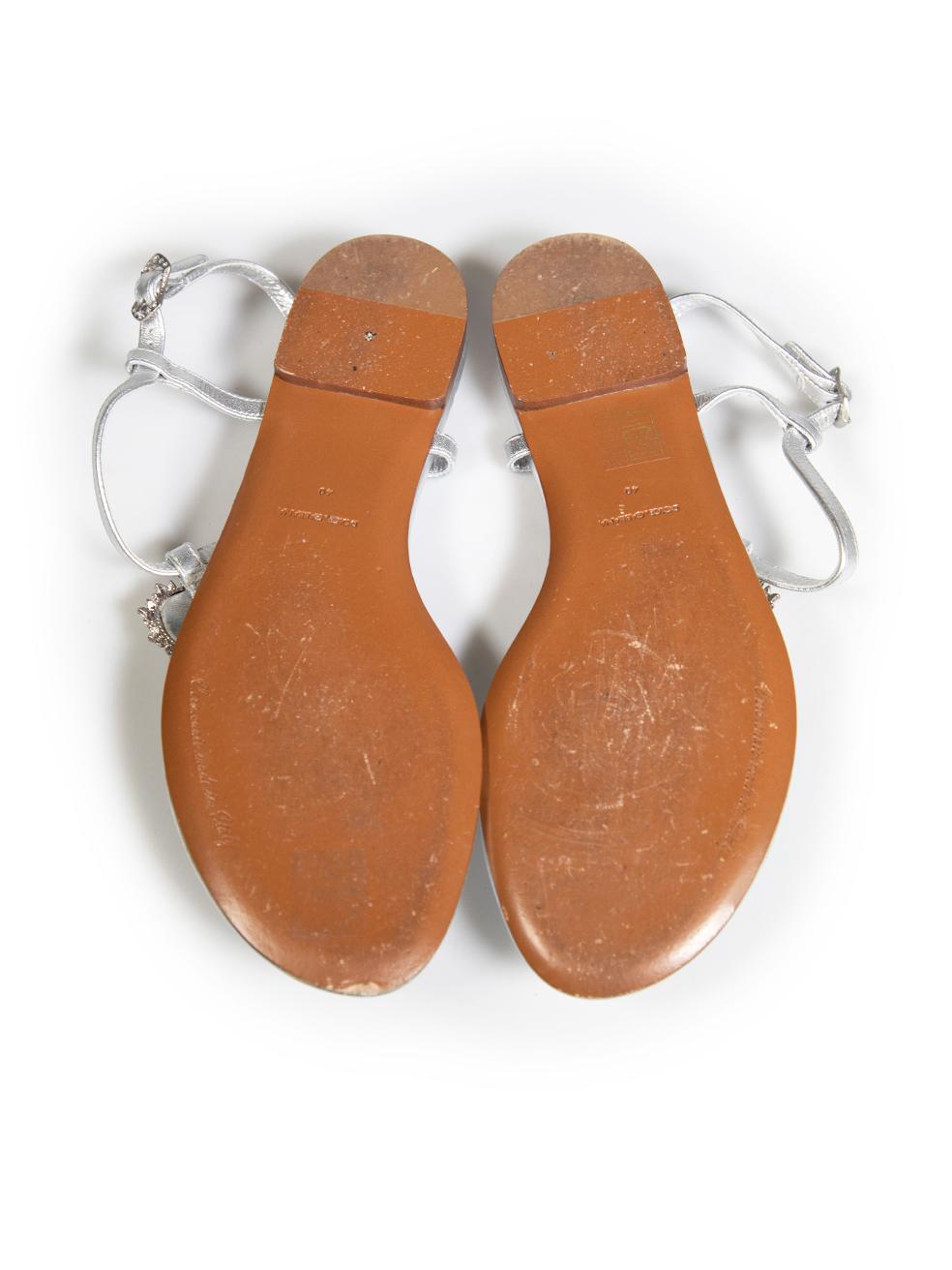 Dolce & Gabbana - Sandales en cuir argenté et cristal - Taille IT 40 Bon état - En vente à London, GB