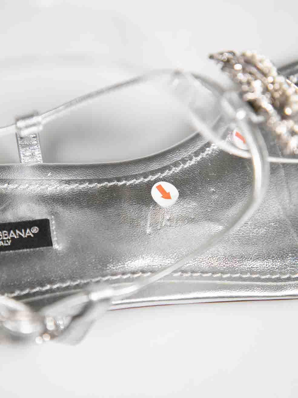 Dolce & Gabbana - Sandales en cuir argenté et cristal - Taille IT 40 Pour femmes en vente