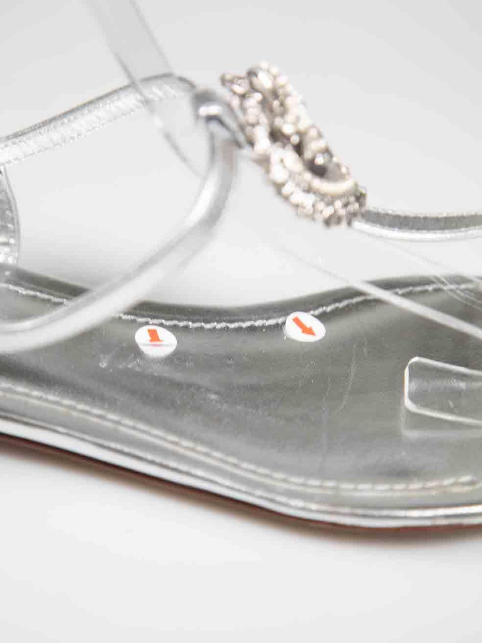 Dolce & Gabbana - Sandales en cuir argenté et cristal - Taille IT 40 en vente 1