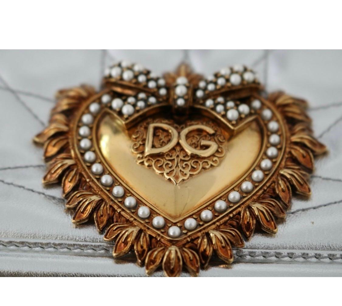 Dolce & Gabbana silver leather devotion bag 3