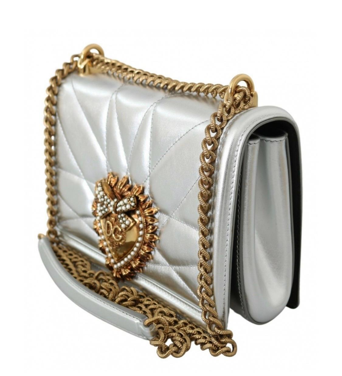 Silver Dolce & Gabbana silver leather devotion bag