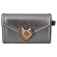 Dolce & Gabbana silver leather devotion clutch bag