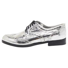 Dolce & Gabbana Silver Leather Disco Derby Brogues Size 38
