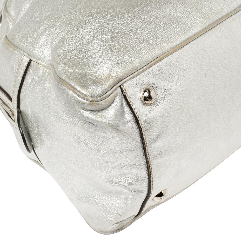 Dolce & Gabbana Silver Leather Miss Biz Satchel For Sale 4