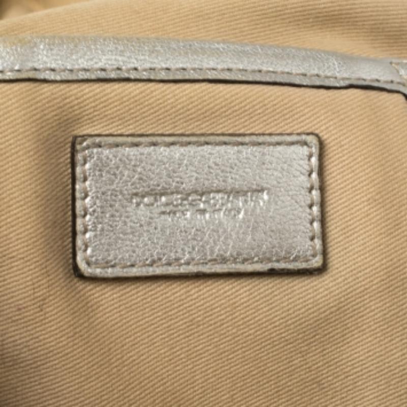 Dolce & Gabbana Silver Leather Miss Biz Satchel For Sale 2