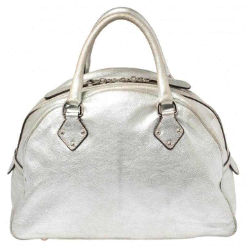 Dolce & Gabbana Silver Leather Miss Biz Satchel For Sale 3
