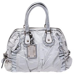 Dolce & Gabbana Silberne Ledertasche Miss Rouche Distressed Satchel im Used-Look