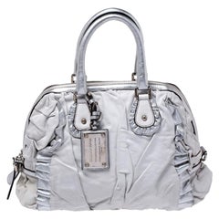 Dolce & Gabbana Silver Leather Miss Rouche Distressed Satchel
