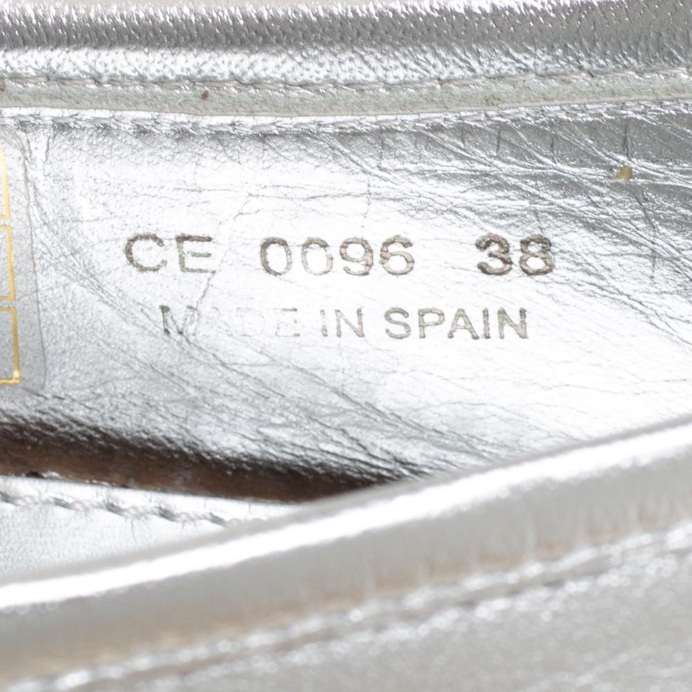 Dolce & Gabbana Silver Leather Slip On Flat Espadrilles Size 39 2
