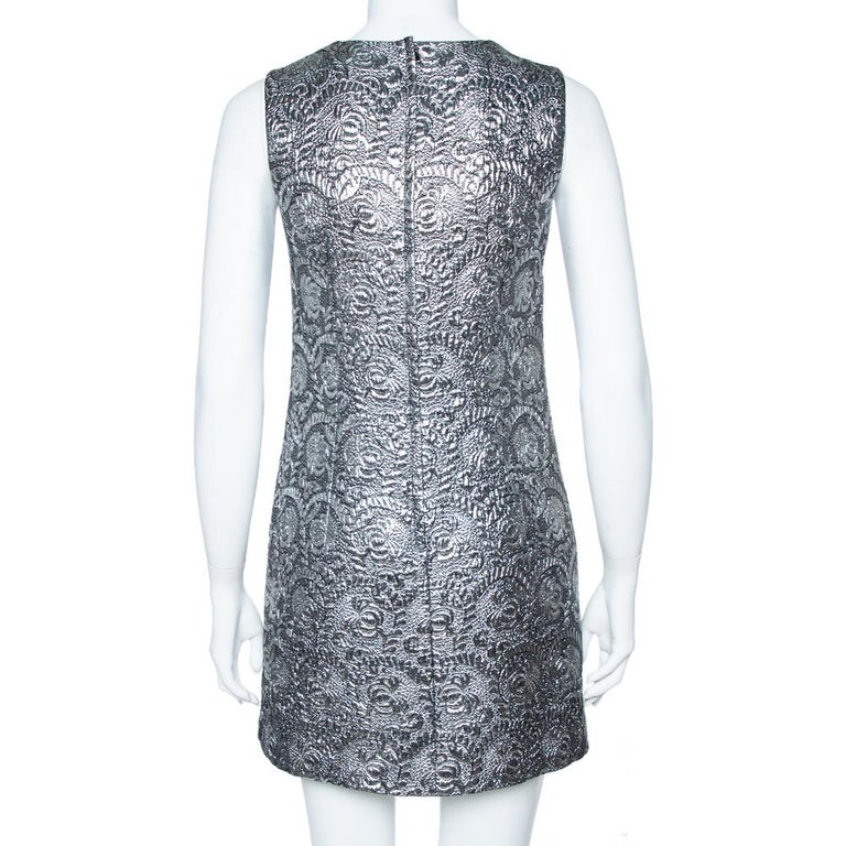 Dolce & Gabbana Light Blue Silver Shift Gown Dress