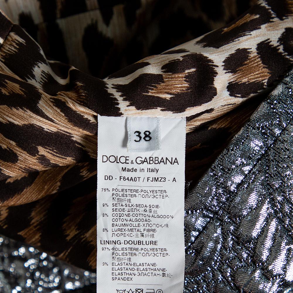 Dolce & Gabbana Silber Metallic Jacquard Shift Kleid S 1
