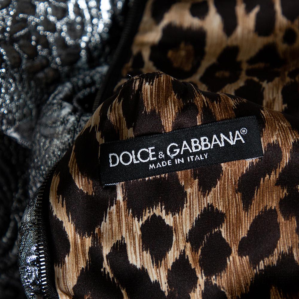 Dolce & Gabbana Silber Metallic Jacquard Shift Kleid S 2