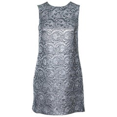 Dolce & Gabbana Silver Metallic Jacquard Shift Dress S