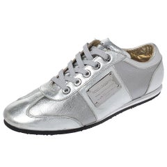 Dolce & Gabbana Silver Metallic Leather Limited Edition Sneakers Size 40.5