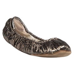 Dolce & Gabbana Silver Patent Leather Ballet Flats Size IT 37.5