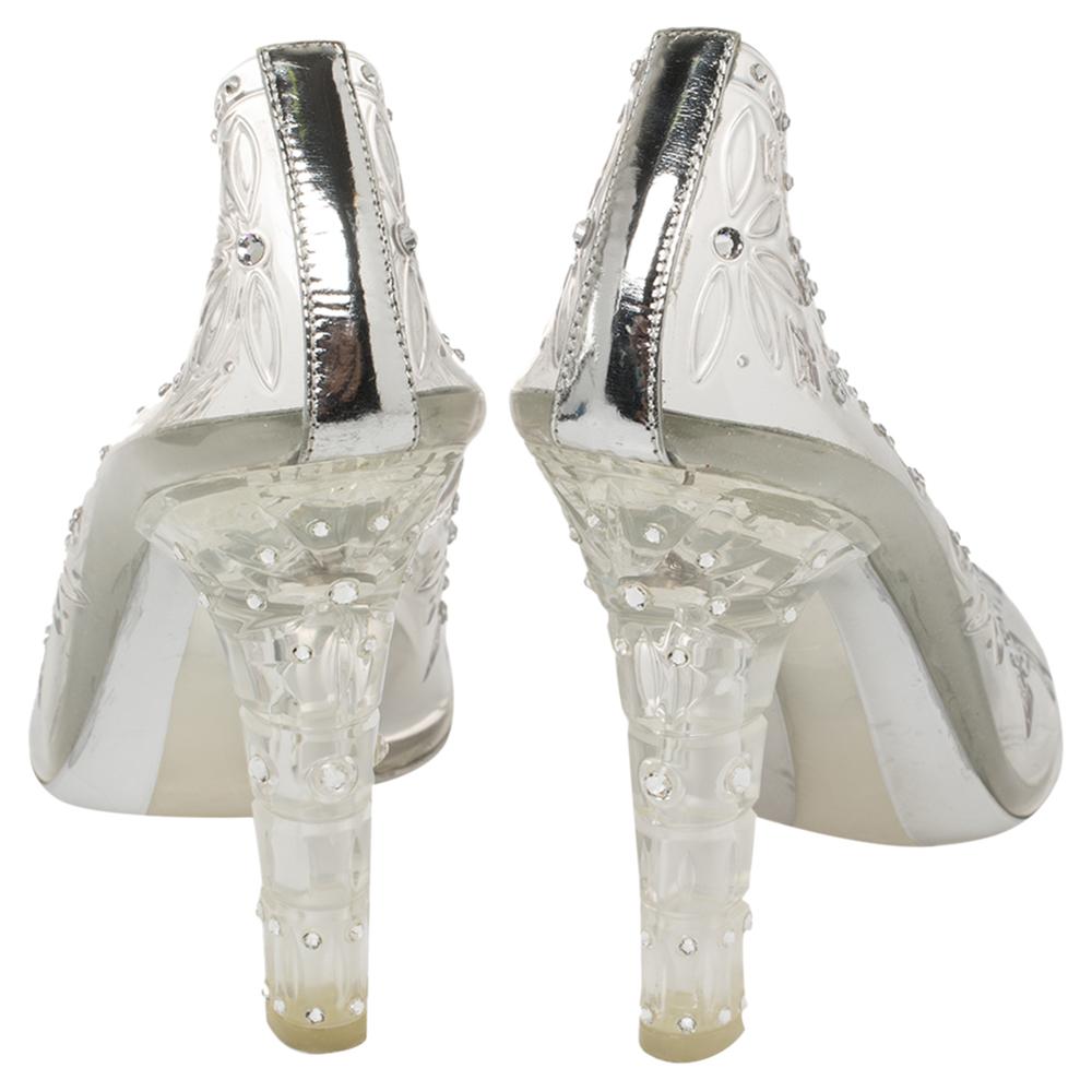 Dolce & Gabbana Silber PVC Kristall verschönert Cinderella Pumps Größe 39.5 2