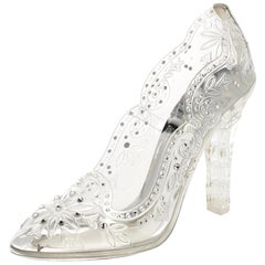 Dolce & Gabbana Silver PVC Crystal Embellishment Cinderella Pumps Size 37.5