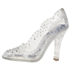 Dolce & Gabbana Silver PVC Crystal Embellishment Cinderella Pumps Size 39.5