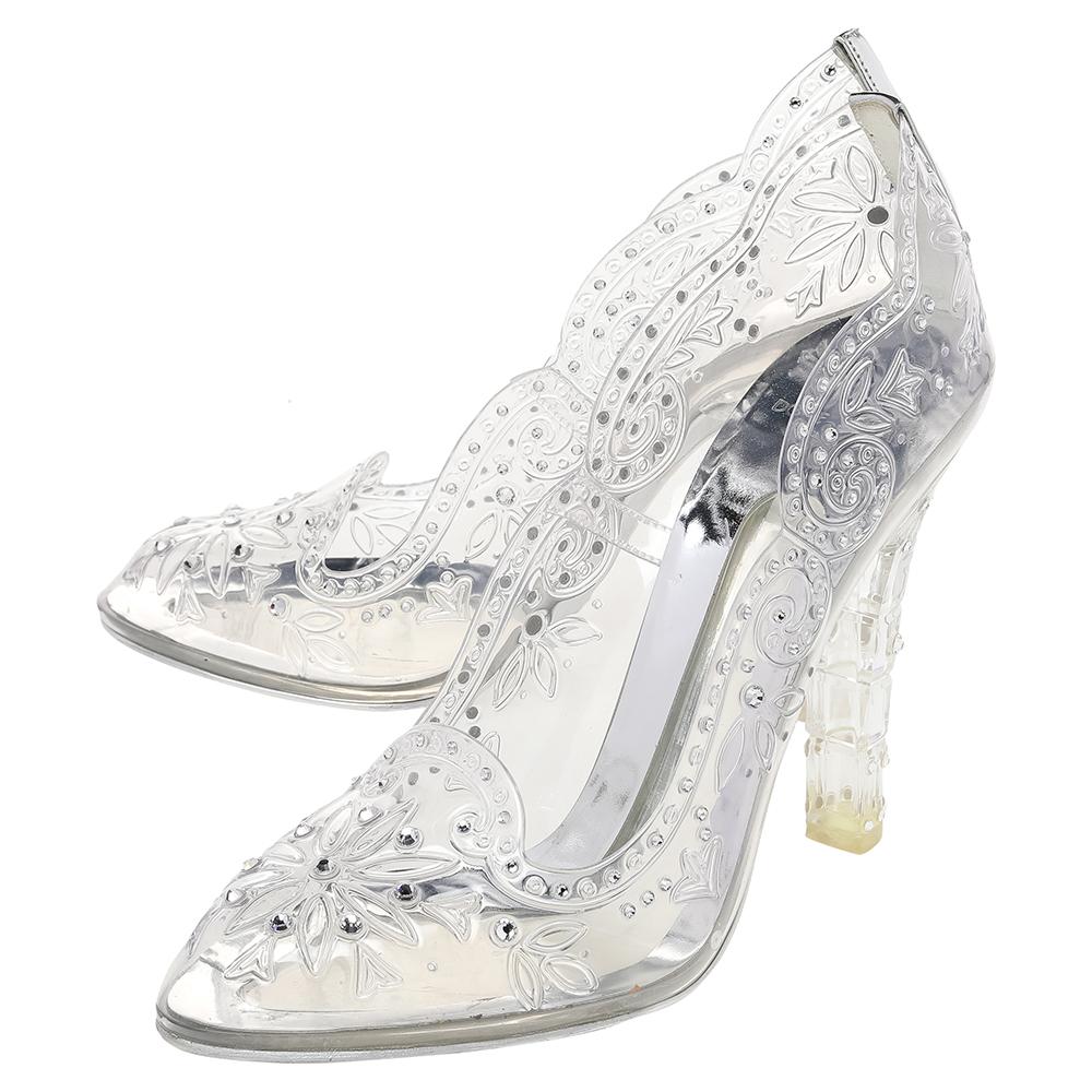 Women's Dolce & Gabbana Silver PVC Crystal Embellishment Cinderella Pumps Size 40