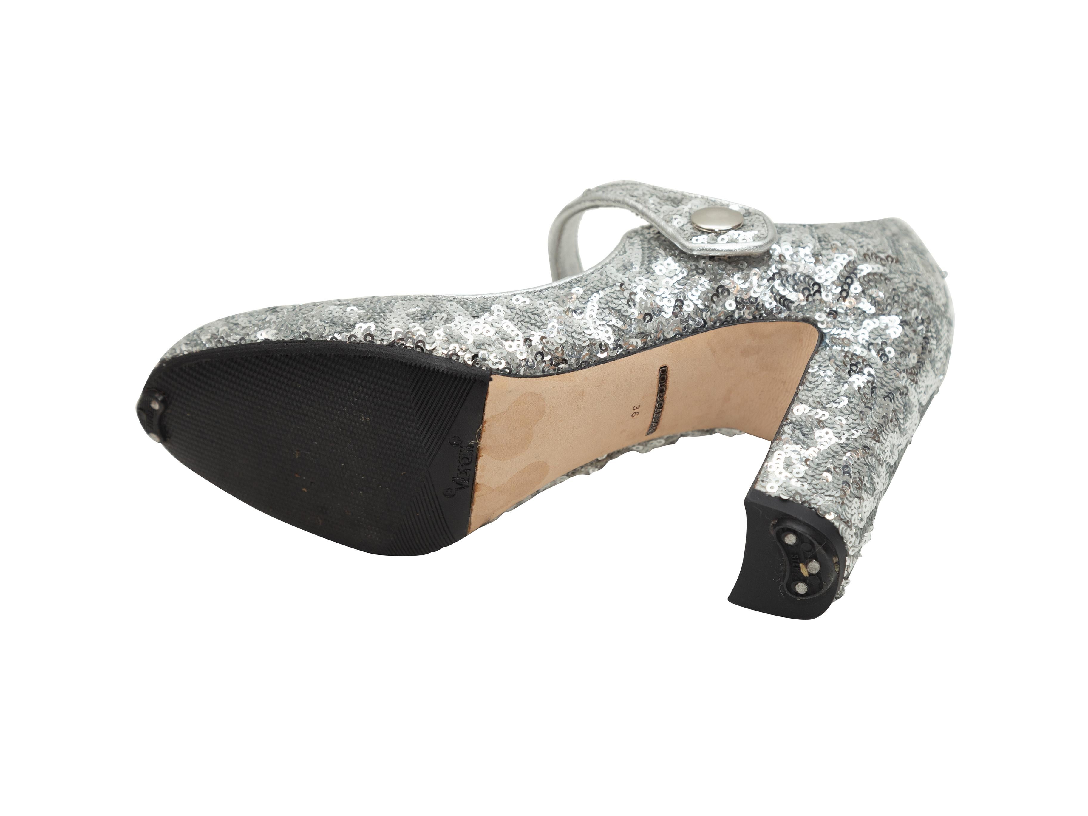 Dolce & Gabbana Silver Sequin Mary Jane Pumps 1