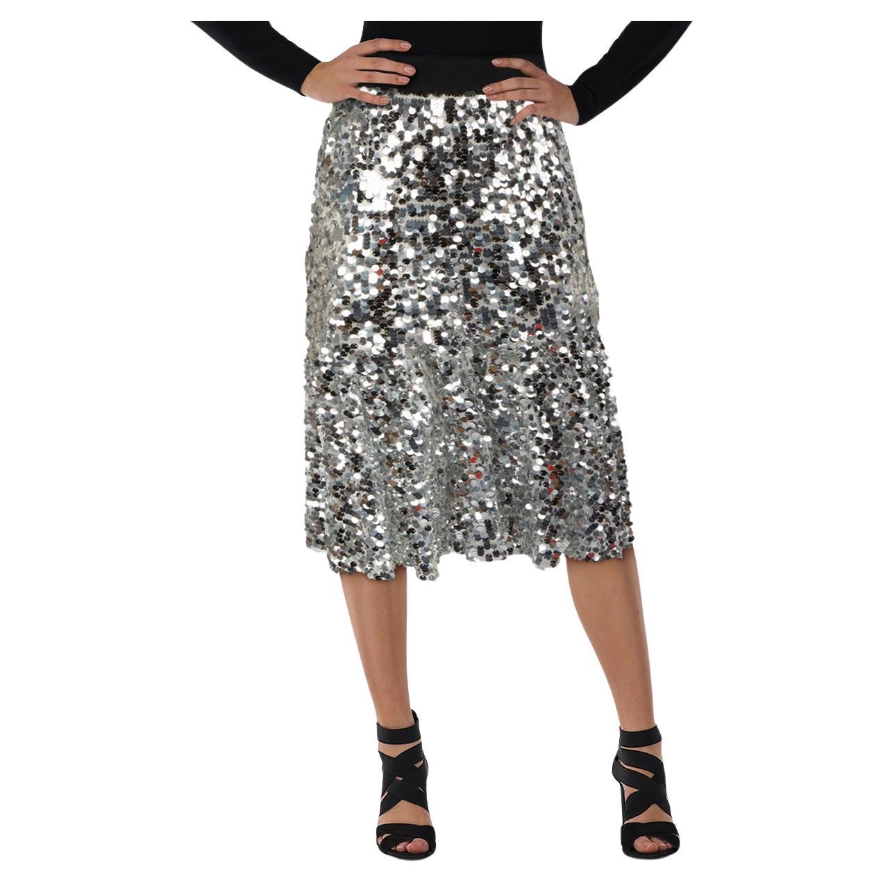 Dolce & Gabbana Gonna midi con paillettes argento taglia M.