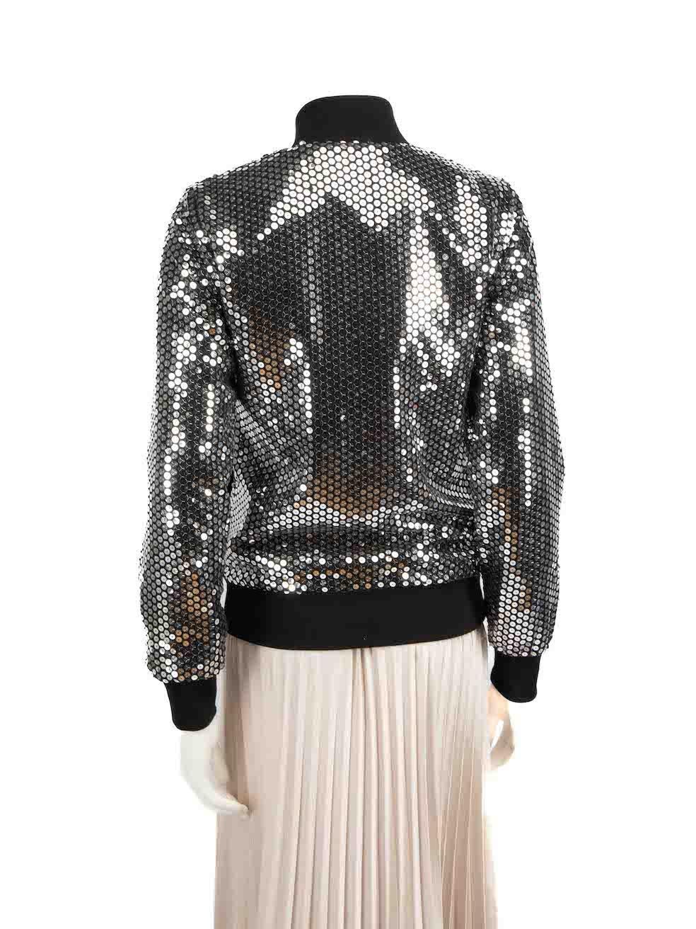 Dolce & Gabbana Silver Sequinned Track Jacket Size S In Good Condition In London, GB